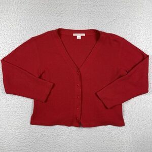 Victoria's Secret Sweater Womens Medium Red Cardigan Vintage‎ Korea Waffle Knit
